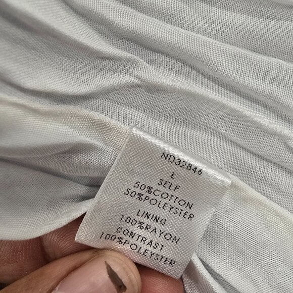 Lumière Women's Tie Shoulder Smocked Fit&Flare Blue & White Gingham Midi Dress L - Picture 9 of 12